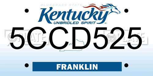 5CCD525 Kentucky License Plate
