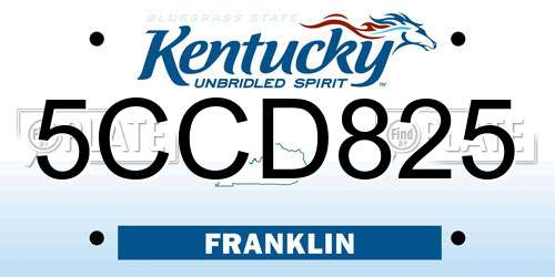 5CCD825 Kentucky License Plate