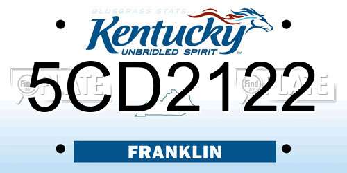 5CD2122 Kentucky License Plate