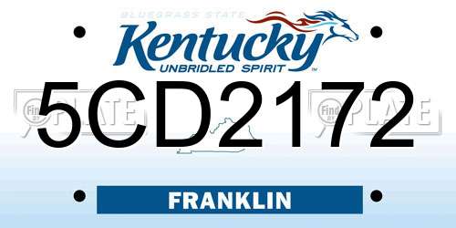 5CD2172 Kentucky License Plate