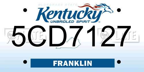 5CD7127 Kentucky License Plate