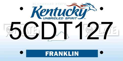 5CDT127 Kentucky License Plate