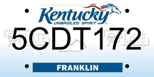 5CDT172 Kentucky License Plate