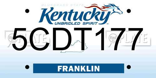 5CDT177 Kentucky License Plate