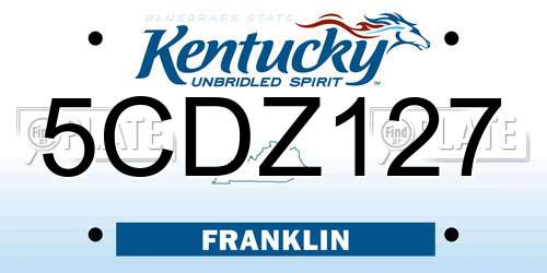 5CDZ127 Kentucky License Plate