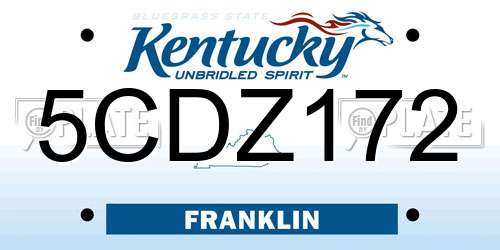 5CDZ172 Kentucky License Plate