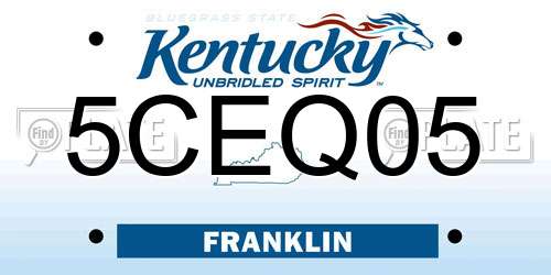 5CEQ05 Kentucky License Plate