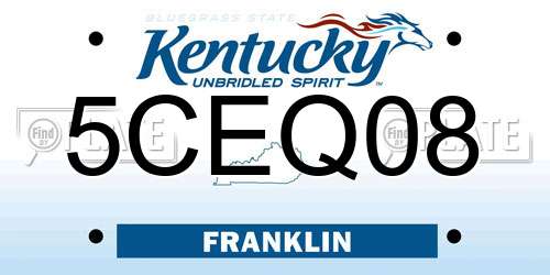 5CEQ08 Kentucky License Plate
