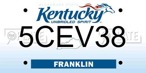 5CEV38 Kentucky License Plate