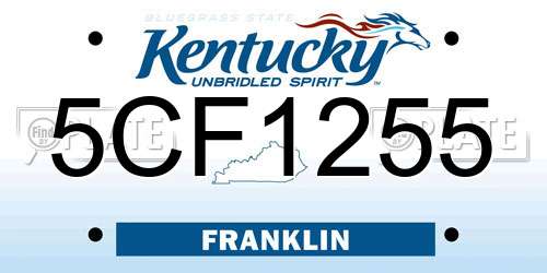 5CF1255 Kentucky License Plate