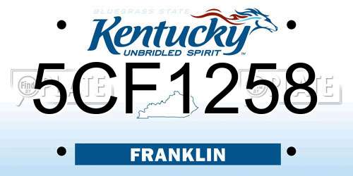 5CF1258 Kentucky License Plate