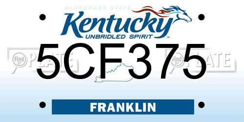 5CF375 Kentucky License Plate