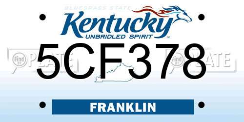 5CF378 Kentucky License Plate