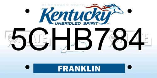 5CHB784 Kentucky License Plate
