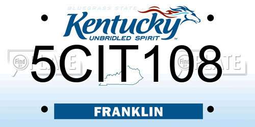 5CIT108 Kentucky License Plate