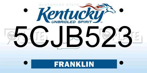 5CJB523 Kentucky License Plate
