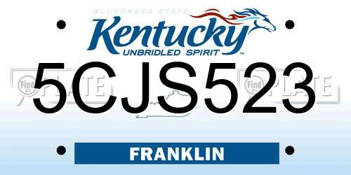 5CJS523 Kentucky License Plate