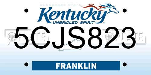 5CJS823 Kentucky License Plate