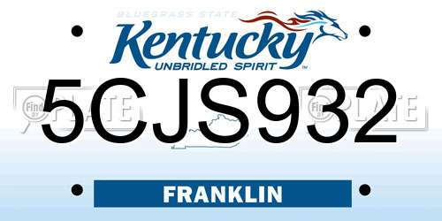 5CJS932 Kentucky License Plate