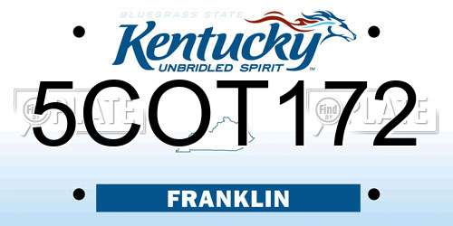 5COT172 Kentucky License Plate