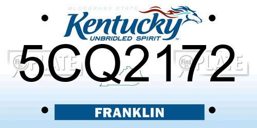5CQ2172 Kentucky License Plate