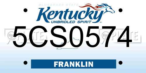 5CS0574 Kentucky License Plate