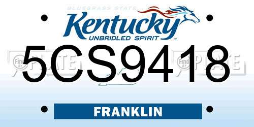 5CS9418 Kentucky License Plate