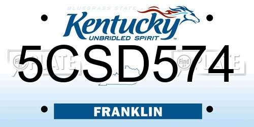 5CSD574 Kentucky License Plate