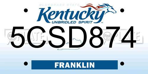 5CSD874 Kentucky License Plate