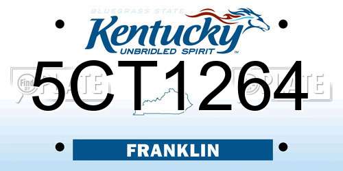 5CT1264 Kentucky License Plate