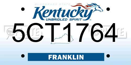 5CT1764 Kentucky License Plate