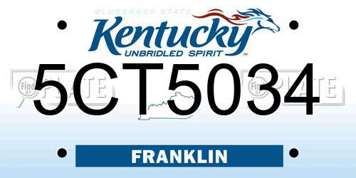 5CT5034 Kentucky License Plate