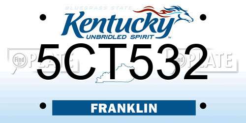 5CT532 Kentucky License Plate