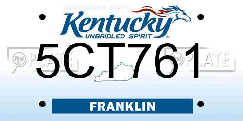 5CT761 Kentucky License Plate