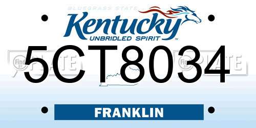 5CT8034 Kentucky License Plate
