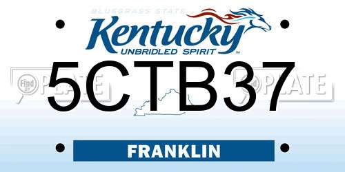 5CTB37 Kentucky License Plate