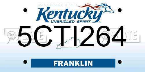 5CTI264 Kentucky License Plate