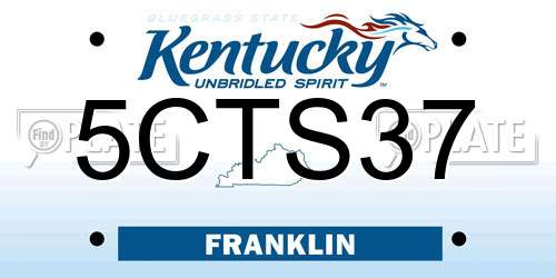 5CTS37 Kentucky License Plate