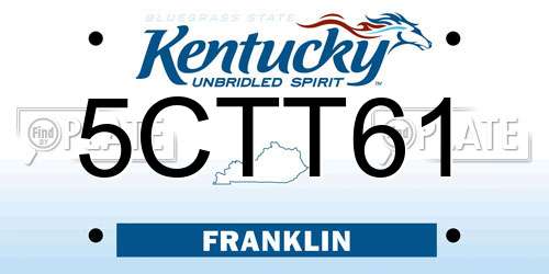 5CTT61 Kentucky License Plate