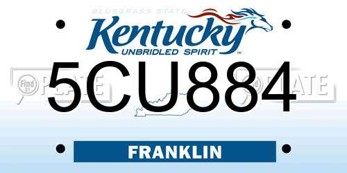 5CU884 Kentucky License Plate
