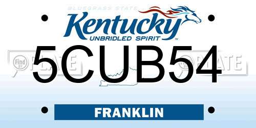 5CUB54 Kentucky License Plate