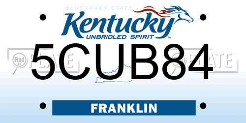 5CUB84 Kentucky License Plate