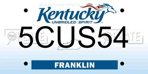 5CUS54 Kentucky License Plate