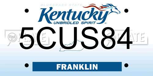 5CUS84 Kentucky License Plate