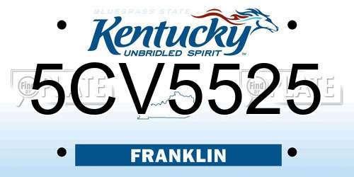 5CV5525 Kentucky License Plate