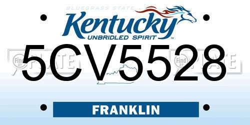 5CV5528 Kentucky License Plate