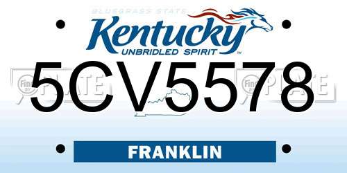 5CV5578 Kentucky License Plate