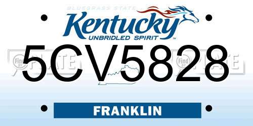 5CV5828 Kentucky License Plate