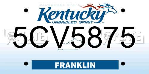 5CV5875 Kentucky License Plate