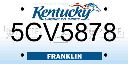 5CV5878 Kentucky License Plate